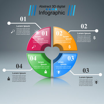 Abstract 3D digital illustration Infographic. Heart icon.