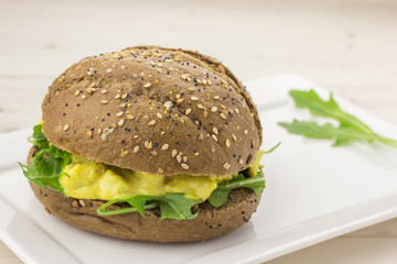 Dark bread with curried chicken salad