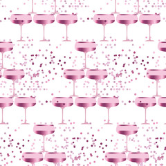 elegant light seamless pattern with sparkling wine. celebration