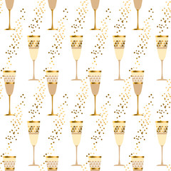elegant light seamless pattern with sparkling wine. celebration