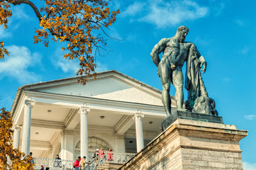 The Hercules statue at the entrance to Cameron Gallery in the Catherine park in Tsarskoye Selo...