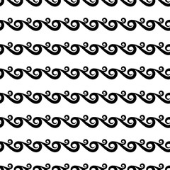 Vector waves seamless pattern in black and white