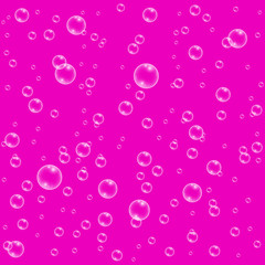Pink vector realistic water bubbles pattern