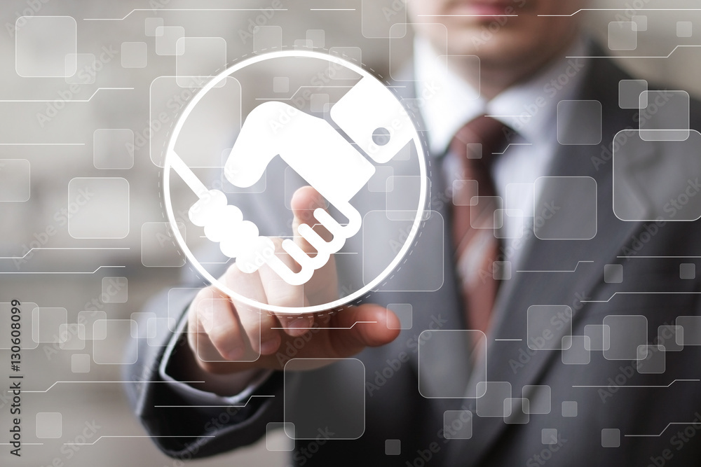 Poster business button handshake network web