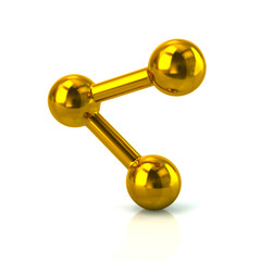 Golden share icon 3d illustration