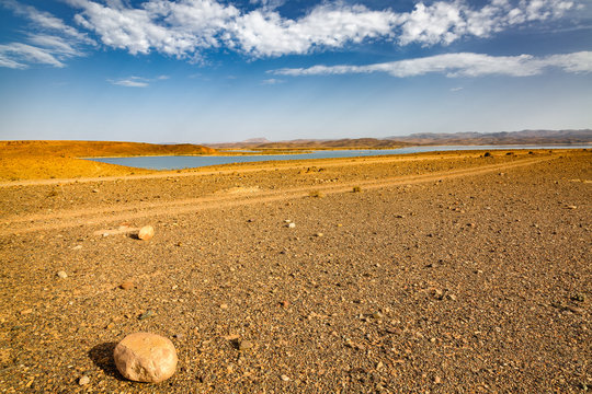 Water reservoir El Mansour Eddahbi near Ouarzazate, Morocco