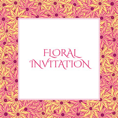 Invitation with floral background. Romantic vector illustration.