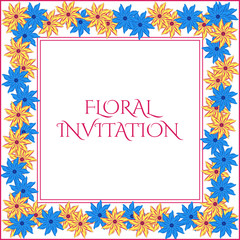 Invitation with floral background. Romantic vector illustration.