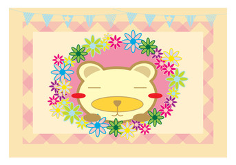 Happy bear with flower