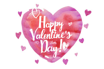 Watercolor heart. Valentine Day.