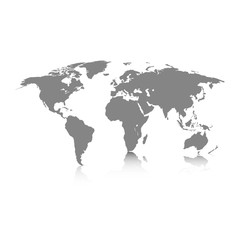 Fototapeta na wymiar World map grey colored on a white background