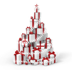 3d present boxes, christmas tree concept