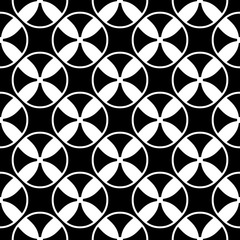 Vector seamless pattern, black & white repeat abstract geometric texture. Simple monochrome illustration with bobbines, endless background. Design element for prints, textile, digital, cover, package