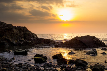 Landscape view of sunset at the sea in Chantaburi, Thailand