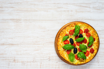 Vegetable Pizza on Copy Space Text Area