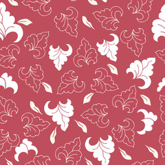 Seamless background, vector pattern for cushion, pillow, bandanna, kerchief, shawl fabric print. Texture for clothes and bedclothes. Hand drawn floral pattern made of doodles. Cartoon flowers