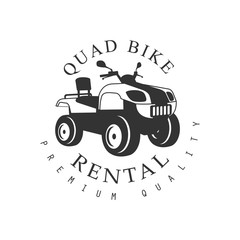 Renting Premium Quality Quad Bike Label Design Black And White Template With Text For Quadricycle Rental Business