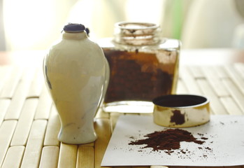 dry nasal tobacco used by inhale on little white paper