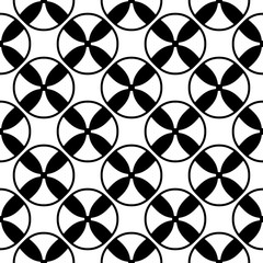 Fototapeta premium Vector seamless pattern, repeat monochrome abstract geometric texture. Illustration with black & white bobbins, simple endless background. Design element for prints, textile, digital, cover, package