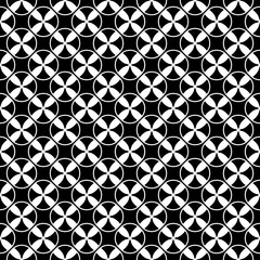 Vector monochrome seamless pattern, repeat abstract geometric texture. Illustration with black & white bobbins, simple endless background. Design element for prints, textile, digital, decoration, web