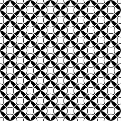 Vector monochrome seamless pattern, repeat abstract geometric texture. Illustration with black & white spools, simple endless background. Design element for prints, textile, digital, decoration, web