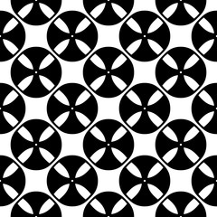 Fototapeta premium Vector seamless pattern, black & white abstract geometric texture. Simple monochrome illustration of tapes, bobbins. Endless repeat background. Design element for prints, textile, digital, package