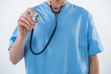 Nurse holding stethoscope