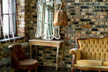 Stylish Christmas window decoration by garland of lamps