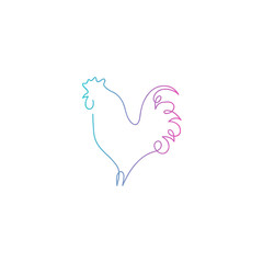 One line rooster design silhouette.Hand drawn minimalism style vector illustration
