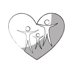 heart with family silhouette vector illustration design