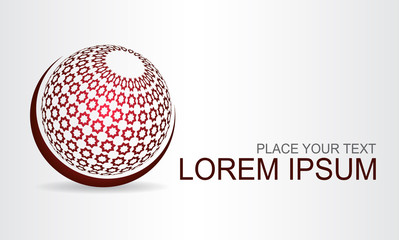 Stylized spherical surface with shapes of stars. Template for logo.