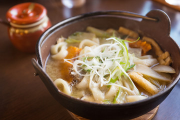 Japanese noodles in restaurant