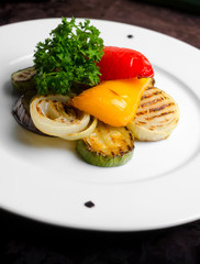 Vegetables roasted on the grill top