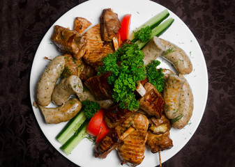 BBQ plate with different kinds of meat
