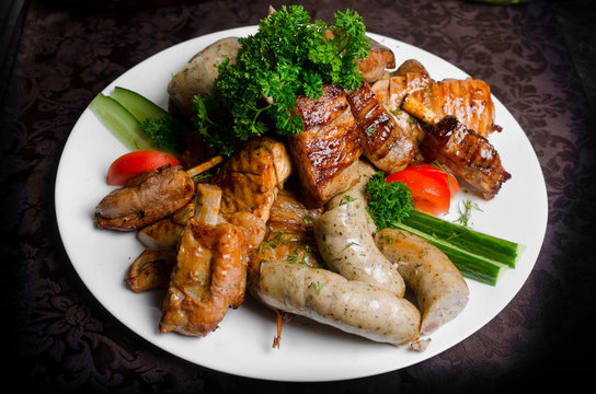 BBQ plate with different kinds of meat