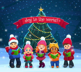 Caroling kids composition