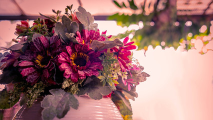 Fototapeta na wymiar Classic flowers in the vase, Gerbera flowers