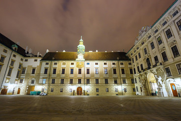 Night voew of Monument to Emperor Franz I of Austria in the Innerer Burghof in Vienna, Austria
