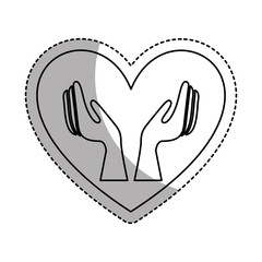 heart with hands human icon vector illustration design