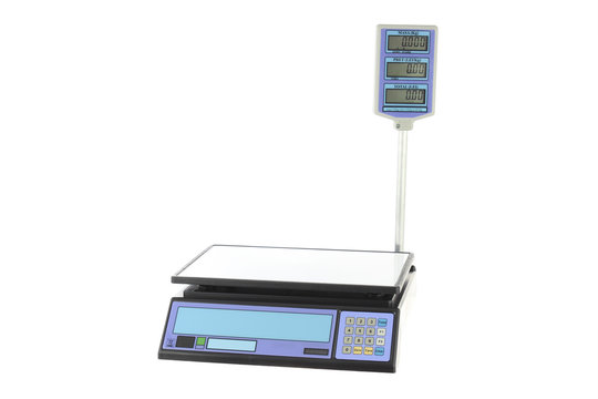 Electronic Scales for weighing Food on a white background.