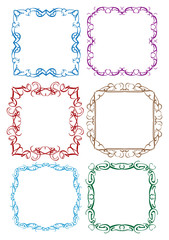 Colorful Vintage Decorative Border Design Isolated Vector Background Clip Art Set 