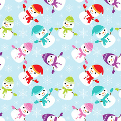 Pattern with cute snowmen