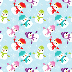 Pattern with cute snowmen