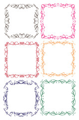 Colorful Vintage Decorative Border Design Isolated Vector Background Clip Art Set 