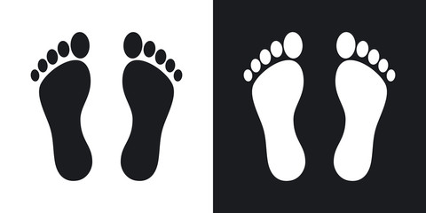 Vector footprints icon. Two-tone version on black and white background