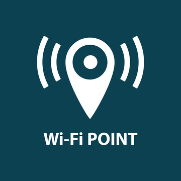 wi-fi point location icon on blue background