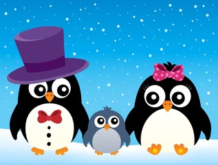 Stylized penguin family image 2