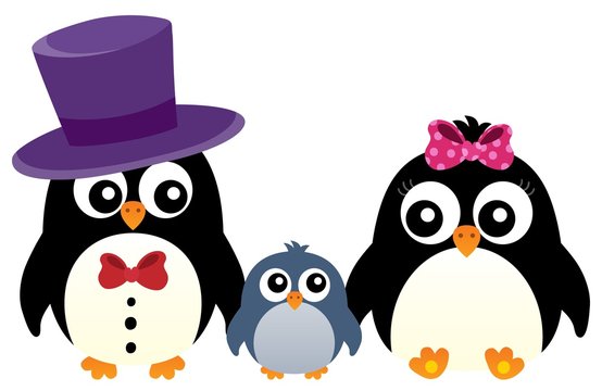Stylized penguin family image 1