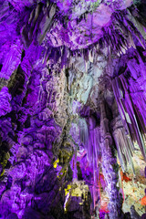 illumintaed St Michael's Cave, Gibraltar