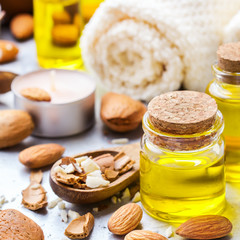 Natural sweet almond essential oil for beauty and spa
